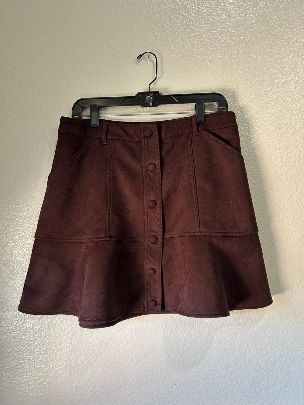 Draper James Brown Button-Front Circle Mini Skirt Sz 12 Skater Girl Chic TC0049